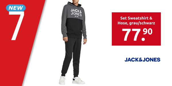 JACK&JONES Set Sweatshirt & Hose, grau/schwarz