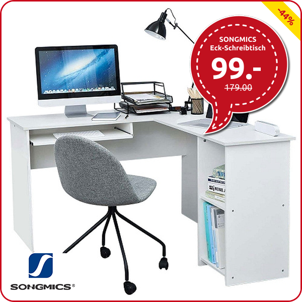 SONGMICS Eck-Schreibtisch, weiss