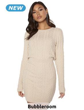 Tailliertes Strickkleid, beige