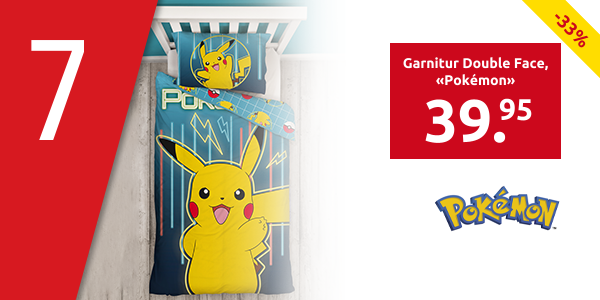 Garnitur für Kinder Double Face, 160 x 210 cm + 65 x 100 cm, «Pokémon»