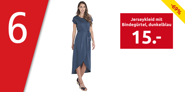 Jerseykleid mit Bindegürtel, dunkelblau