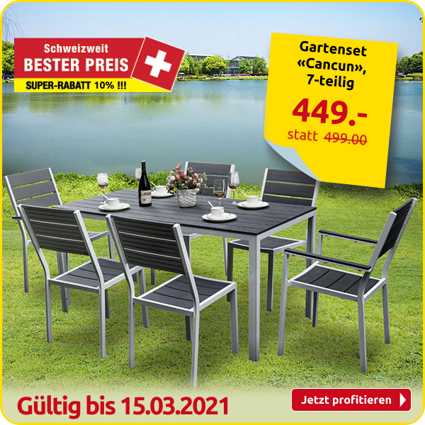 Gartenset «Cancun», 7-teilig, weiss/ grau
