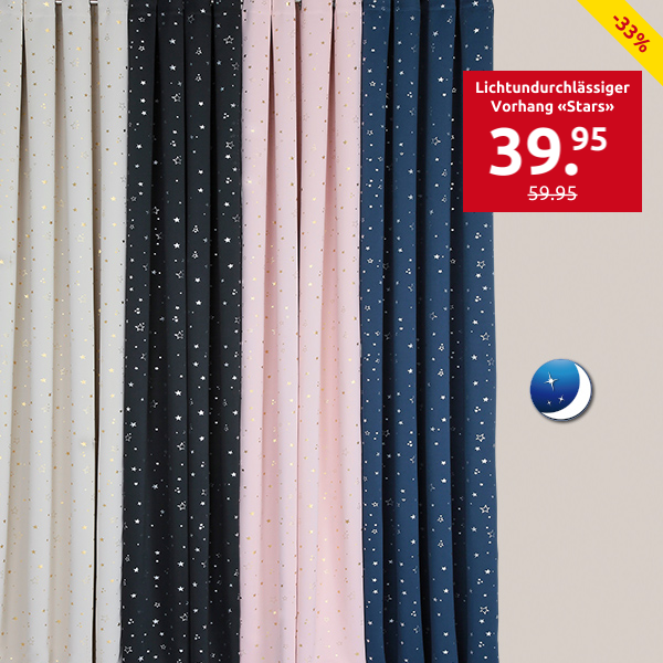 Lichtundurchlässiger Vorhang «Stars», 240 x 140 cm, marine