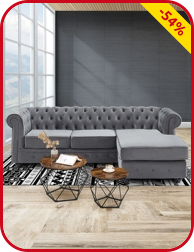 Ecksofa Chesterfield, grau