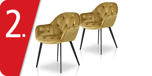 Stuhlset «Diego», 2 Stück, Samt senffarben