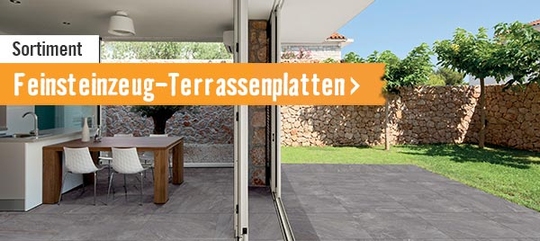 Sortiment Feinsteinzeug-Terrassenplatten