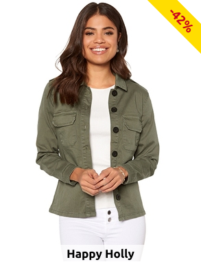Jacke mit Schnallengürtel von Happy Holly, khaki