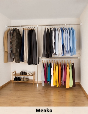 WENKO Ausziehbarer Kleiderständer, silberfarben/weiss