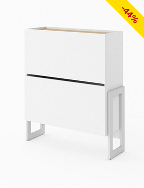 Schuhschrank, Grösse M,  B 90 x H 105 cm, weiss/holz