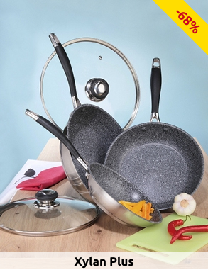 Pfannen «Satiné Granit», 5-teiliges Set, antihaftbeschichtet