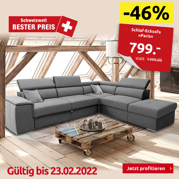 Schlaf-Ecksofa «Paris», Liegefläche 118 x 204 cm