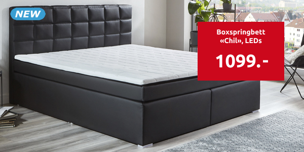 Boxspringbett «Chil», 180 x 200 cm, LEDs, schwarz