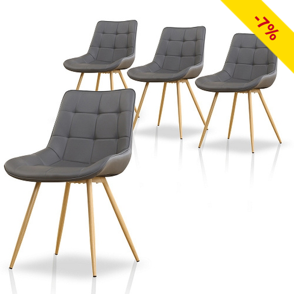 4er-Stuhl-Set «Nico», grau