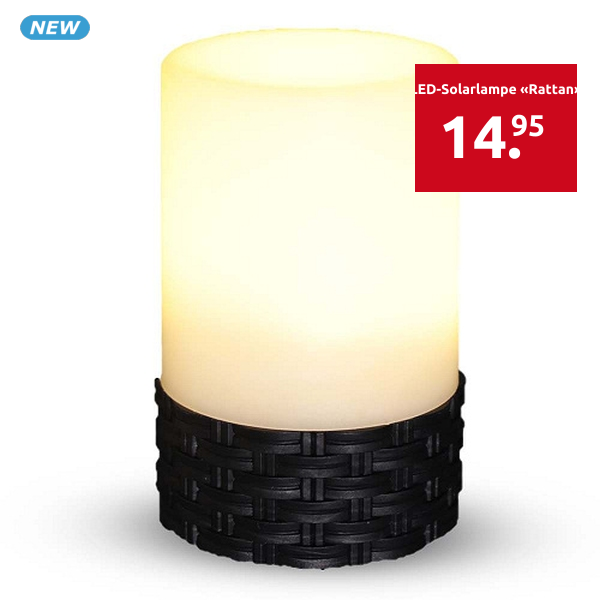 LED-Solarlampe «Rattan», Ø10,5xH18 cm