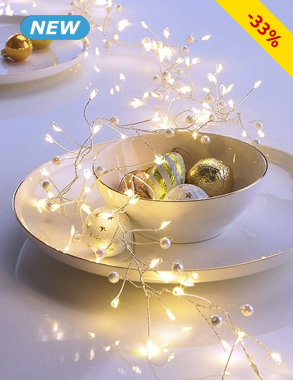 Leuchtgirlande, 100 LEDs, mit Perlen