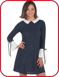 Kleid mit uni Details, navy