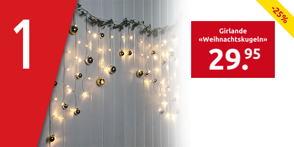 Girlande «Weihnachtskugeln», 70 LEDs, L 140 cm