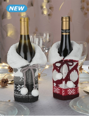 Flaschenüberzug «Santa», 2er-Set, 19 x 18  cm