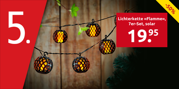 Lichterkette «Flamme», 7er-Set, solar