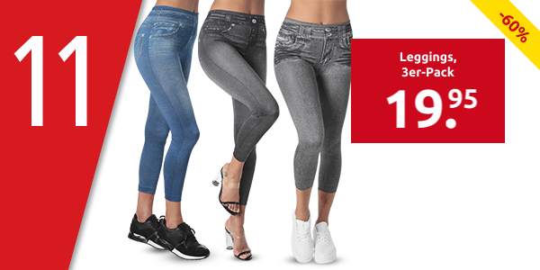 Leggings, 3er-Pack, denim + grau +schwarz