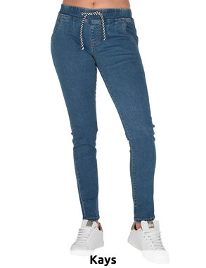 Jeans mit elastischer Taille und Kordel, blau