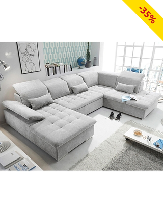 Grosse Wohnlandschaft «Wayne», 340 x 188/240 cm, grau