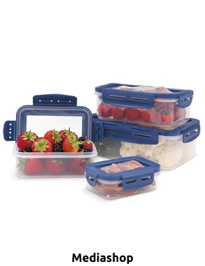 Livington Frischhaltedosen «Flex&Fresh», dehnbarer Deckel, 4er-Set, blau