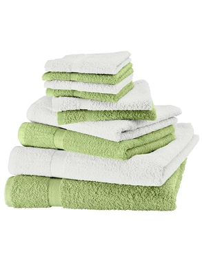 10-teiliges Frottee-Set, superflauschig, grün/weiss