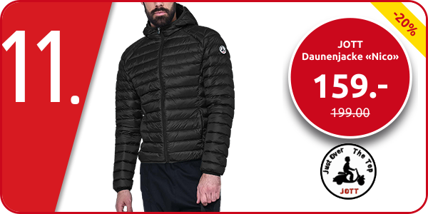 JOTT Herrendaunenjacke «Nico» mit Kapuze, schwarz