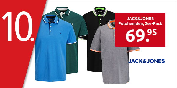 JACK&JONES Polohemden, 2er-Pack, schwarz + grau