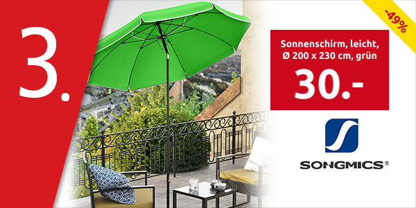 SONGMICS Sonnenschirm, leicht, Ø 200 x 230 cm, grün