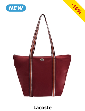 Lacoste faltbare Handtasche «Jeanne» mit grossen Henkeln, bordeaux