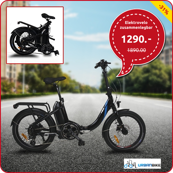 UrbanBike Elektrovelo «Mini» zusammenlegbar, schwarz