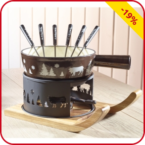 Fondue-Set «Berge», Caquelon aus Gusseisen