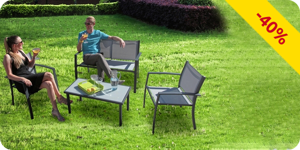 Gartenset «Primo», 4-teilig, grau