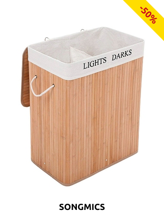 Wäschekorb mit Unterteilung «Bambus», 100 l