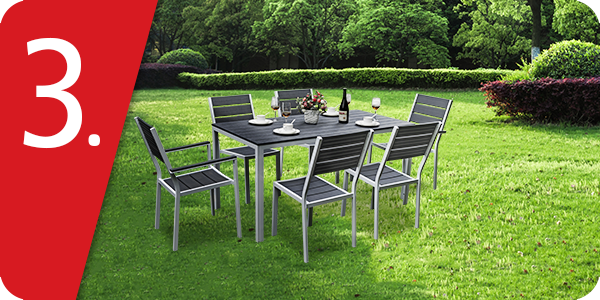 Gartenset «Cancun», 7-teilig, weiss/ grau