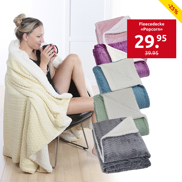 Fleecedecke «Popcorn», grau
