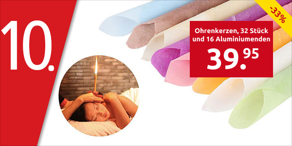 Ohrenkerzen, 32 Stück + 16  Aluminiumenden