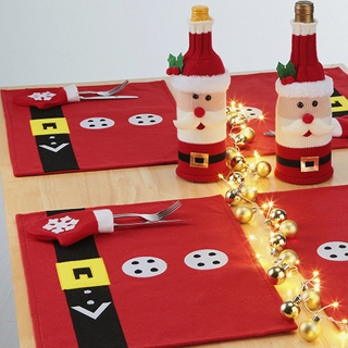 4er-Tischset «Weihnachten», mit Handschuhen fürs Besteck