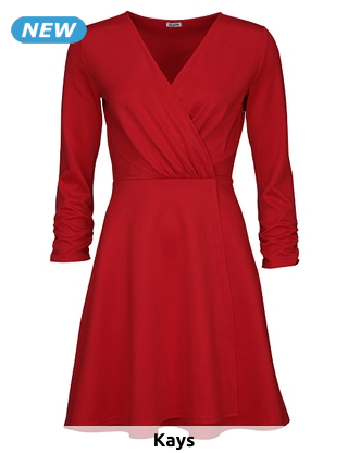 Kleid in Wickeloptik, Stretch, rot