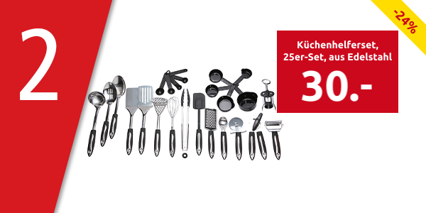 Küchenhelferset, 25er-Set, aus Edelstahl