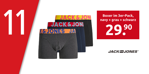 Jack & Jones Boxer im 3er-Pack, ohne Öffnung, navy + grau + schwarz