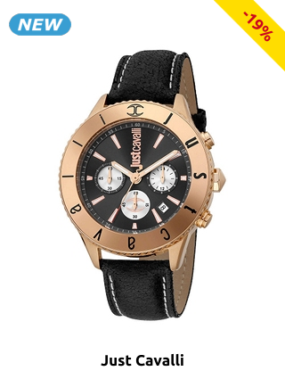 Just Cavalli Herrenuhr, schwarz/roségoldfarben