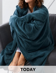 TODAY Fleecedecke mit Kapuze und Handschuhen, 165 x 115 cm, blau