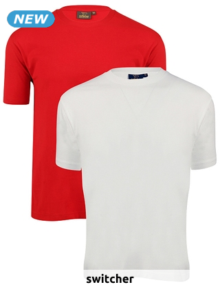 switcher T-Shirts «Bob», 2er-Pack, weiss/rot