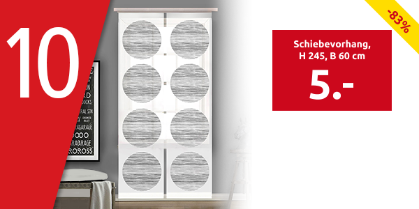 Schiebevorhang, H 245, B 60 cm, weiss/schwarz