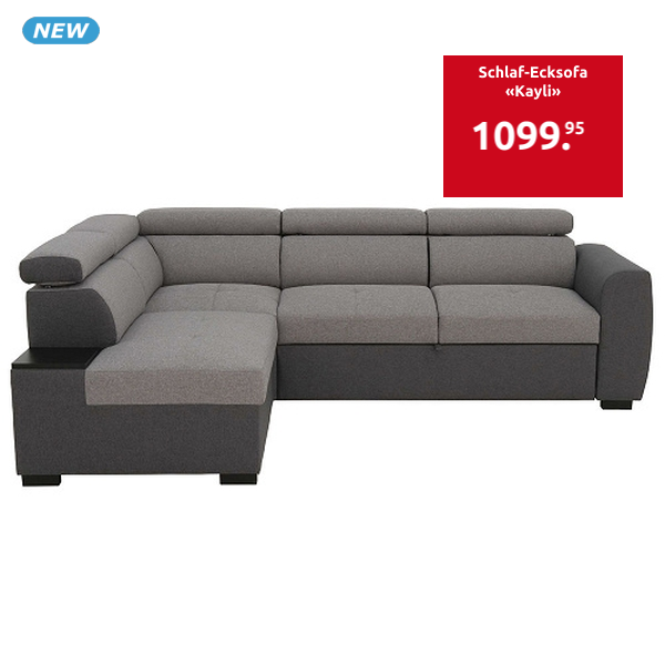 Schlaf-Ecksofa «Kayli», 245 x 184 cm, anthrazit