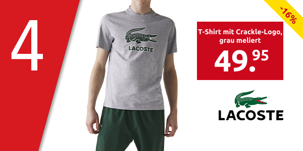 Lacoste T-Shirt mit Crackle-Logo, grau meliert