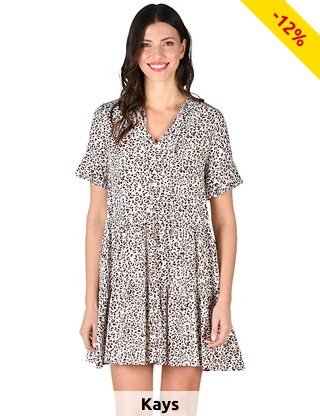 Kleid mit Volants, leopard